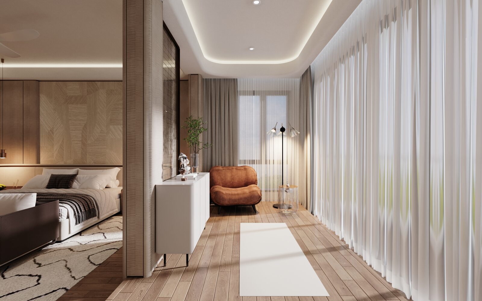 Master bedroom texture detail — semi-d interior design