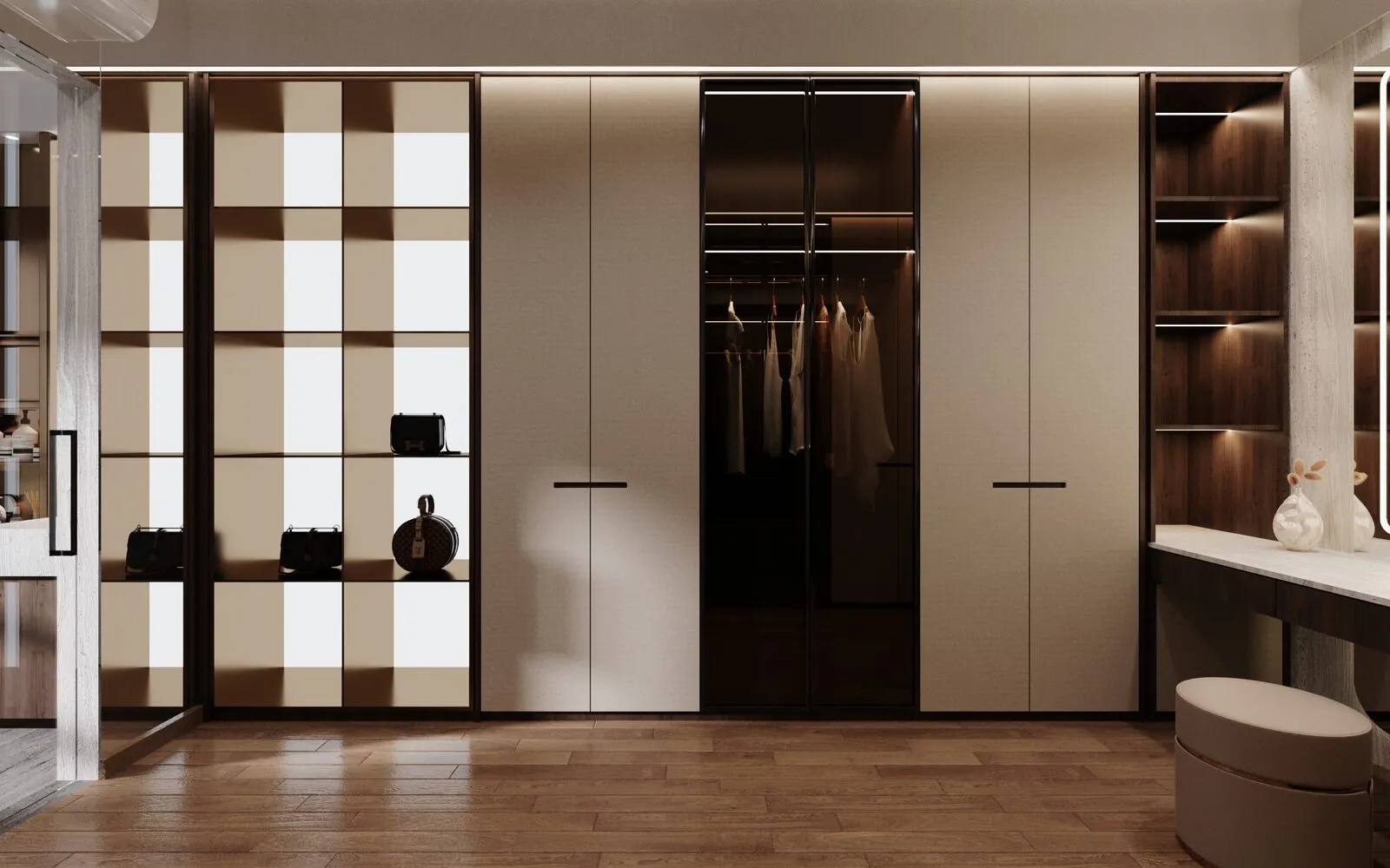Walk-in closet detail — wardrobe design Selangor