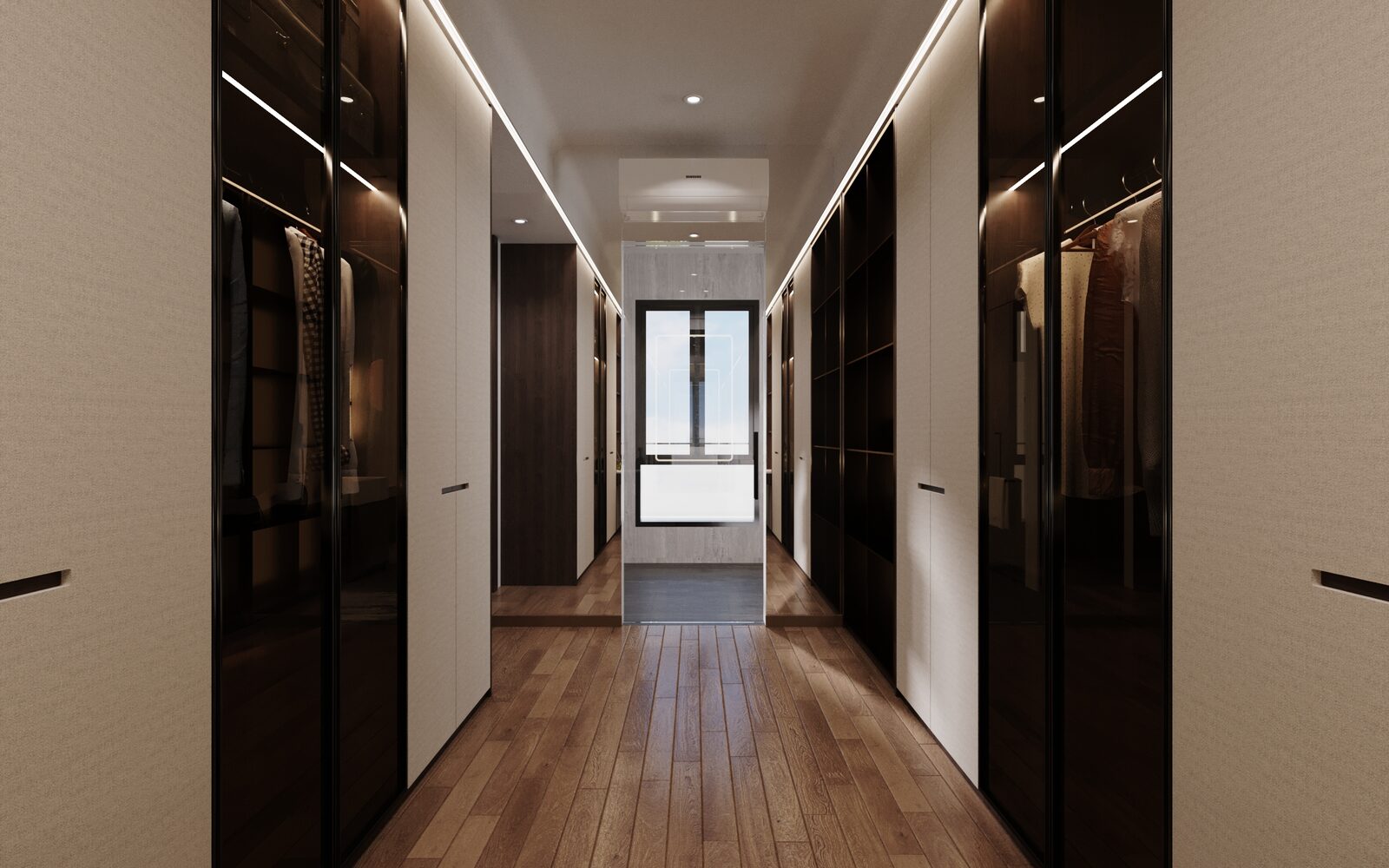 Walk-in closet full view — wardrobe interior design