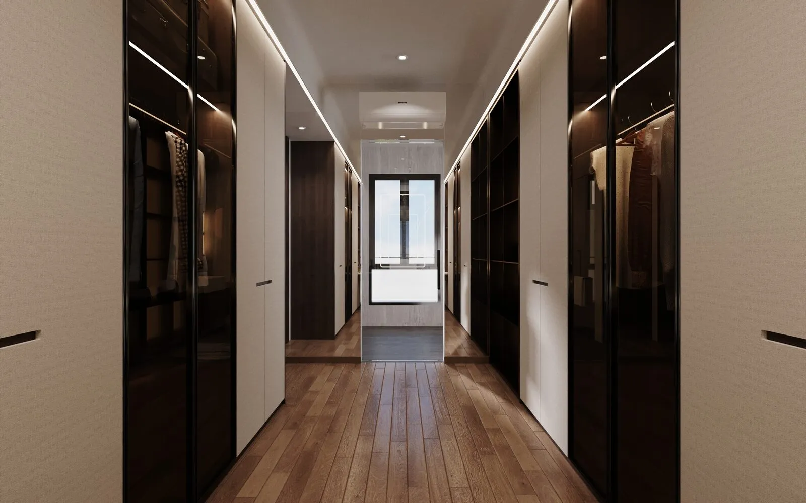 Walk-in closet full view — wardrobe interior design