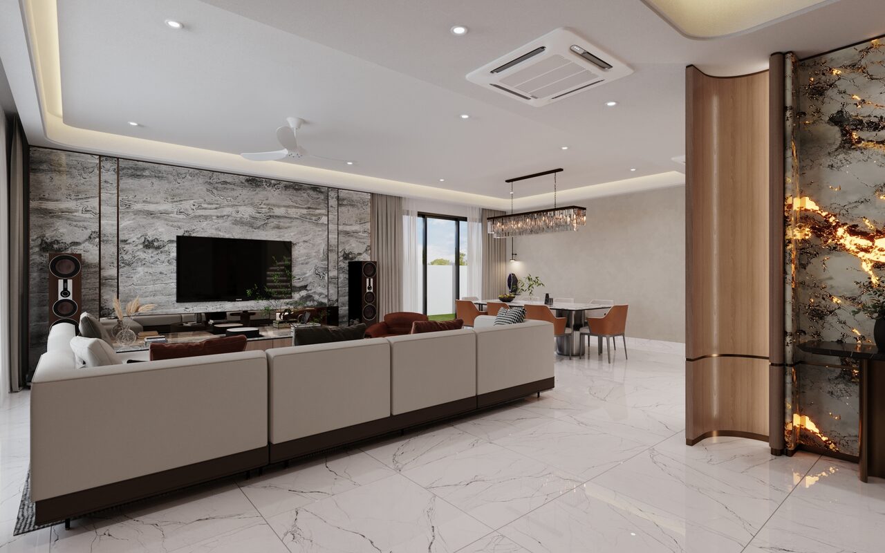 Foyer entrance new Chinese interior design — Lumière Residence Banting