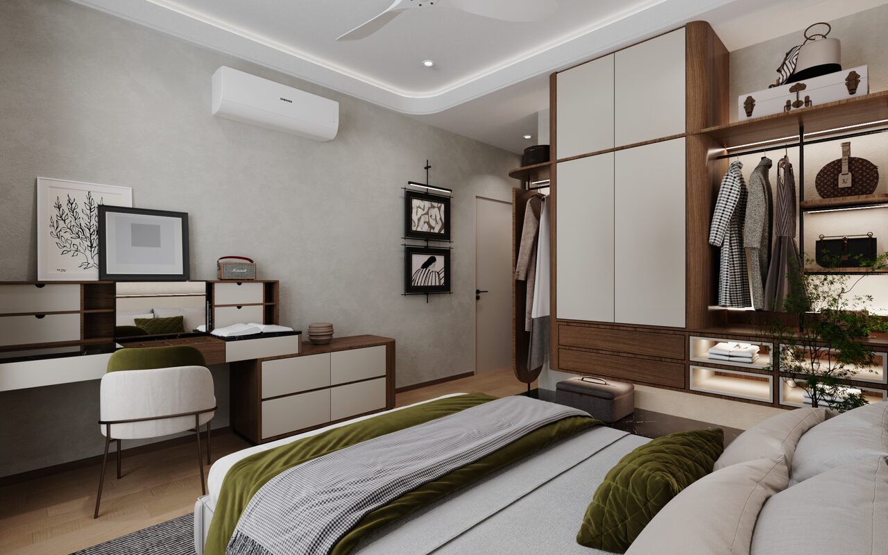 Sculptural forms bedroom interior design Malaysia