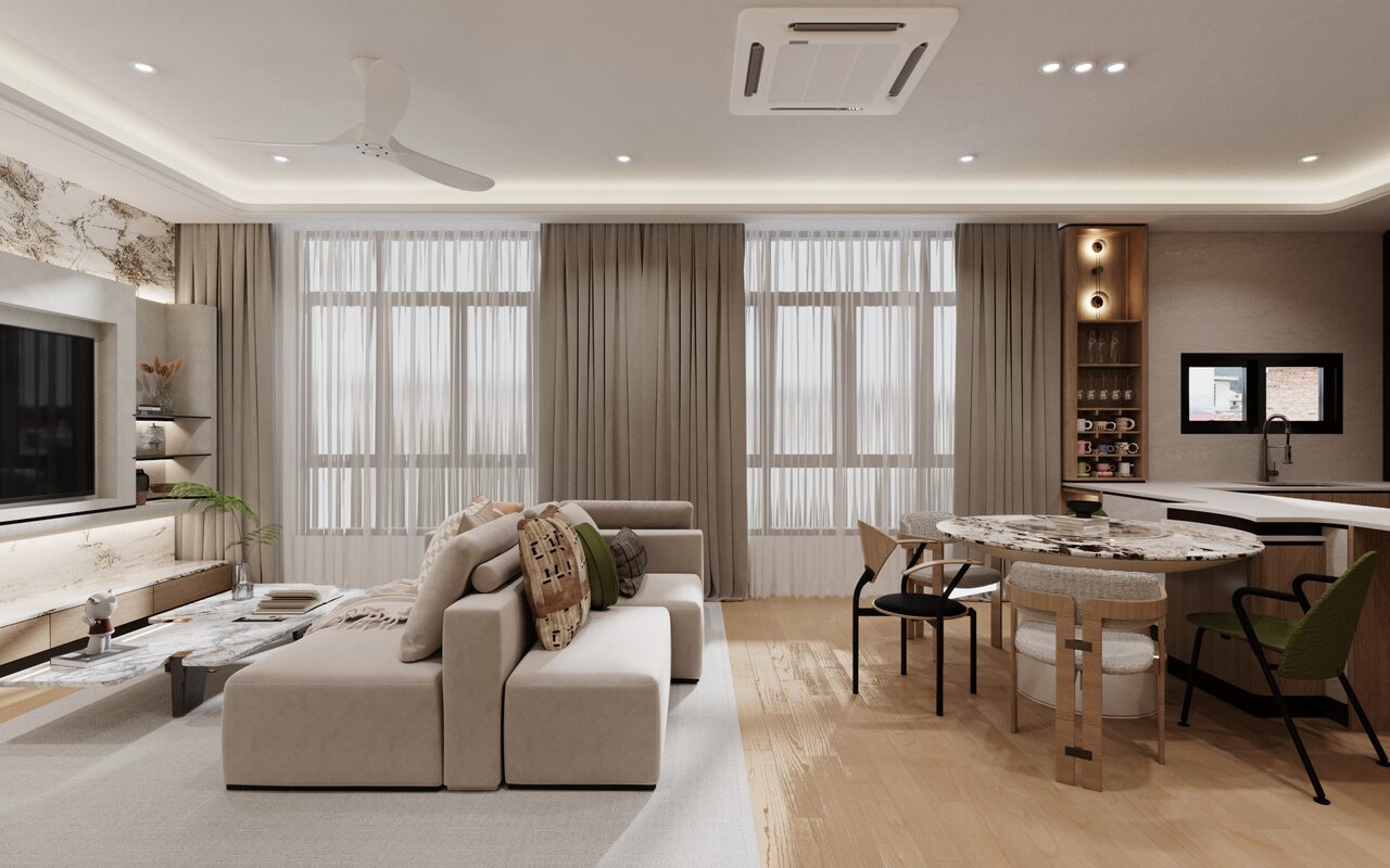 Open living area — Tropical Modern interior design, Eden Eco Sanctuary Shah Alam
