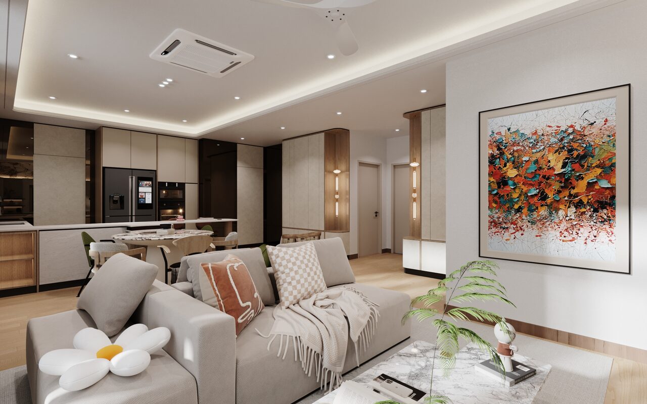 Warm timber living room design Selangor