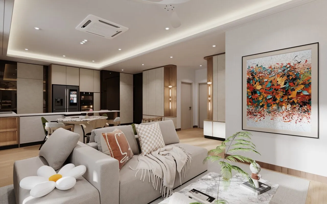 Warm timber living room design Selangor