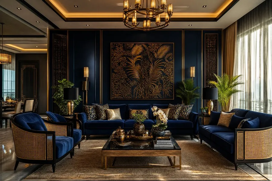 Deep Navy and Antique Gold